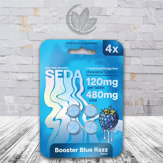 Seda 7-Hydroxy Chewable Tablet 480mg - Booster Blue Razz -- 4ct Single Blister Pack