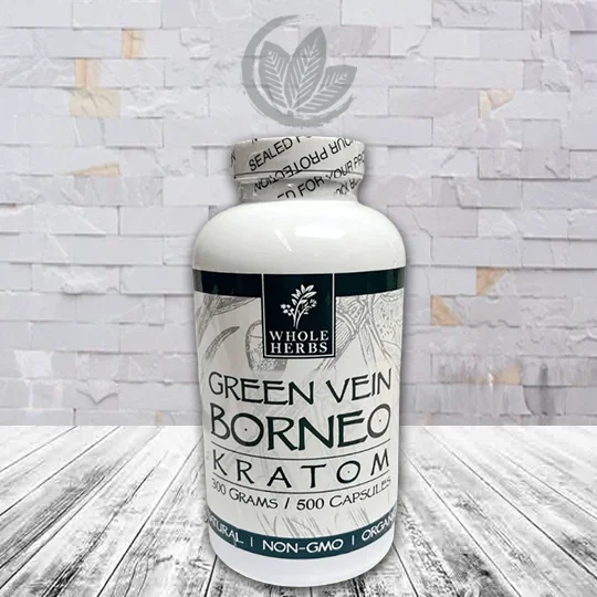 Whole Herbs Kratom Green Vein Borneo Capsules - 500ct Bottle