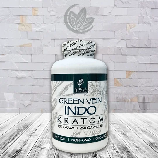 Whole Herbs Kratom Green Vein Indo Capsules - 250ct Bottle