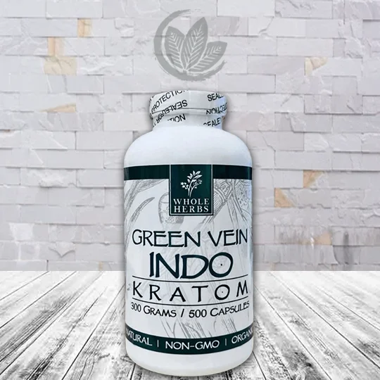 Whole Herbs Kratom Green Vein Indo Capsules - 500ct Bottle