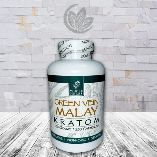 Whole Herbs Kratom Green Vein Malay Capsules - 250ct Bottle