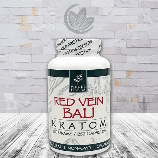 Whole Herbs Kratom Red Vein Bali Capsules - 250ct Bottle