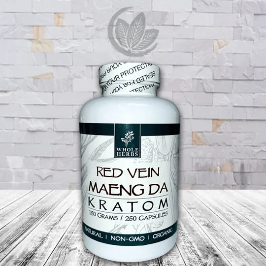 Whole Herbs Kratom Red Vein Maeng Da Capsules - 250ct Bottle