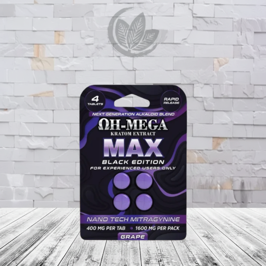 OH-MEGA MAX-NANO-MIT Kratom Extract Tablets 1600mg-Grape -- 4ct Single Blister