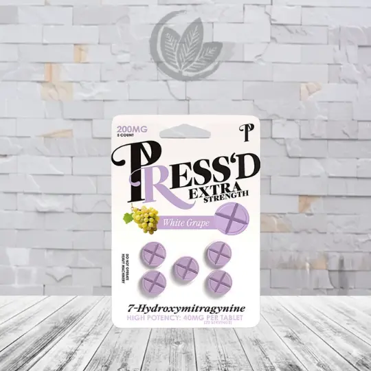 Pressd_Extra_Strength_7_Hydroxymitragynine_Tablets_40mg_White_Grape_5ct_Blister_Pack_Great_Kratom_Shop Pressd-Extra-Strength-7-Hydroxymitragynine-Tablets-40mg-White-Grape-5ct-Blister-Pack